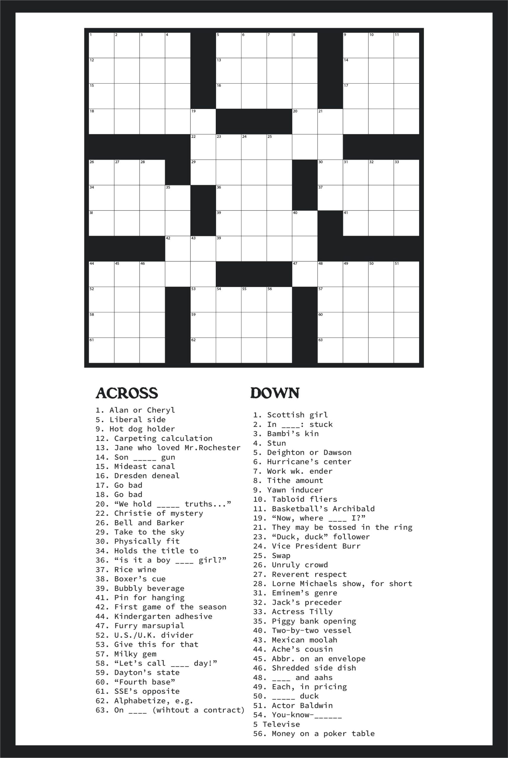 Printable Easy Beginner Crossword Puzzles