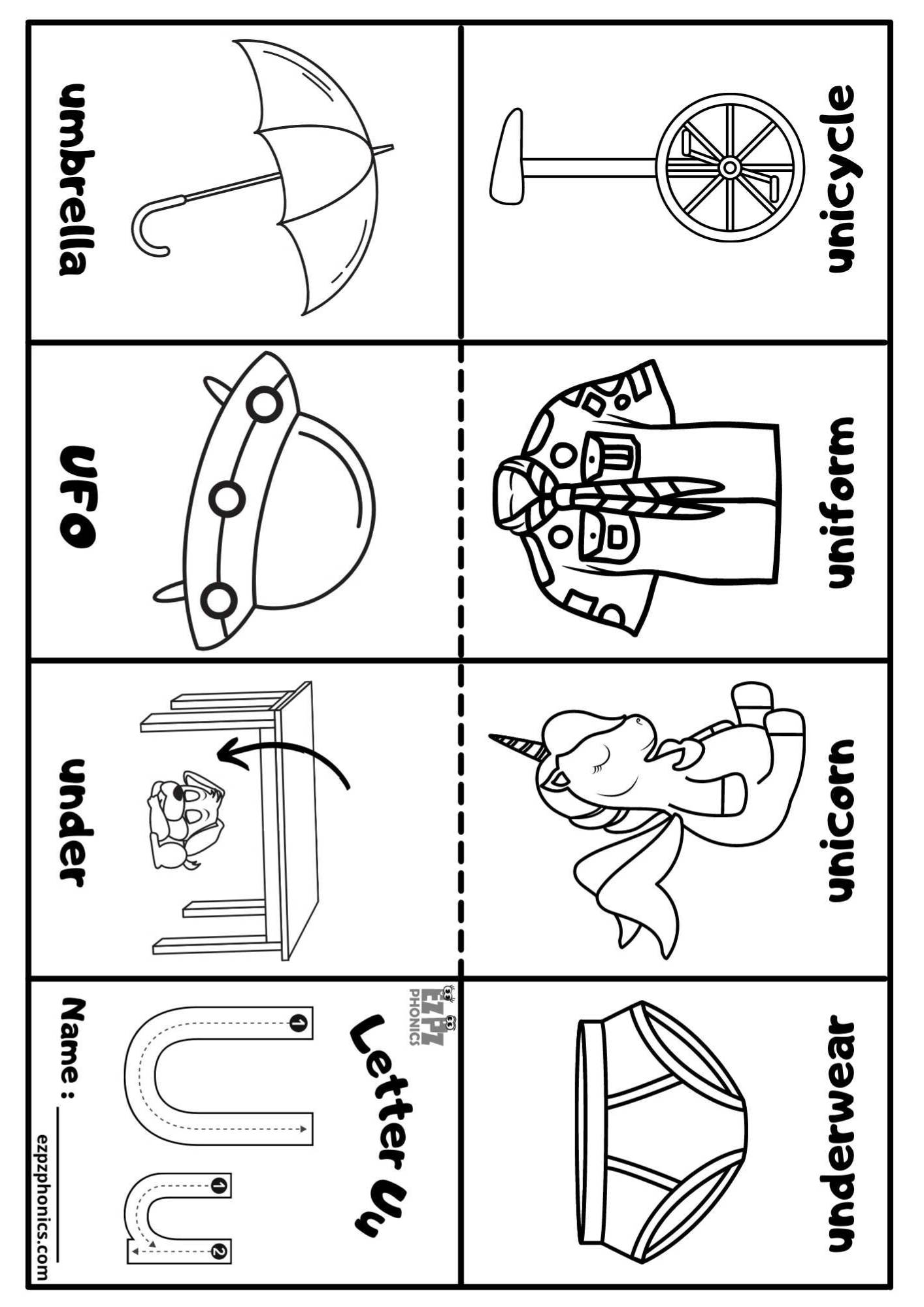Letter U Phonics Printable