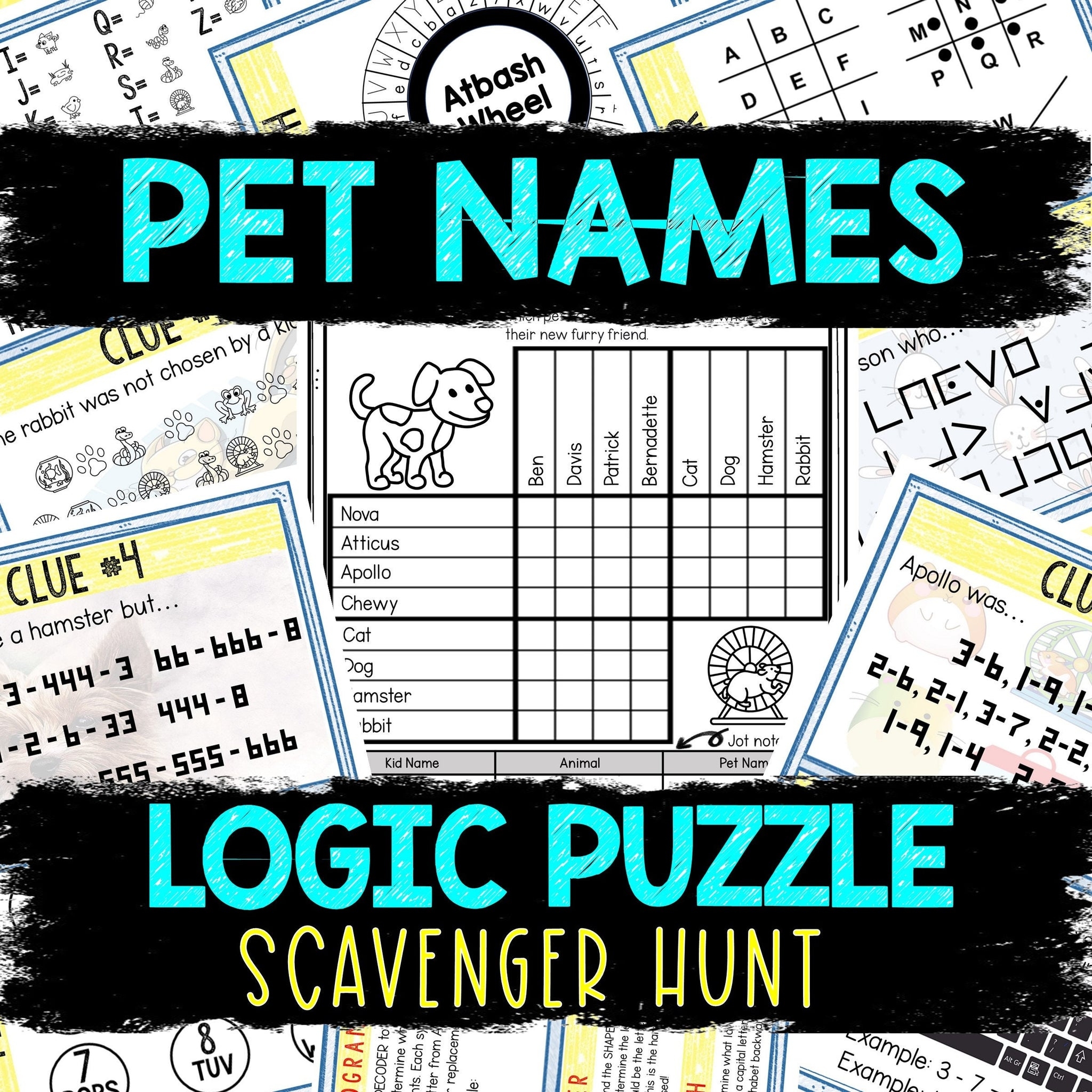 Logic Puzzle Scavenger Hunt Game For Kids Party Game Pet Names 