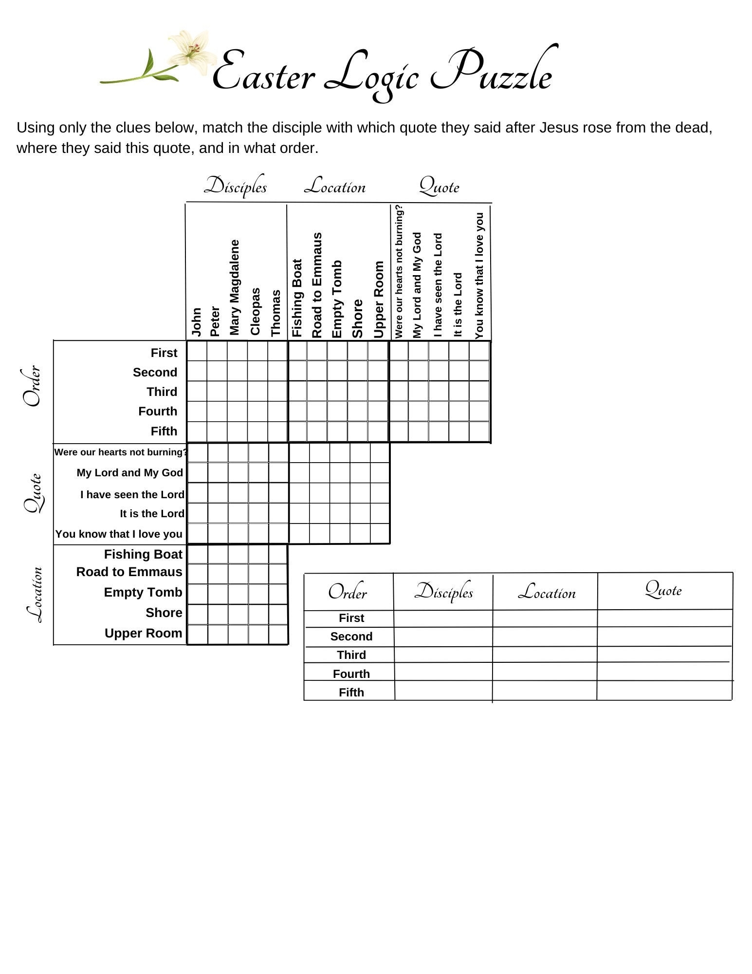 Logic Puzzles For Adults Printable