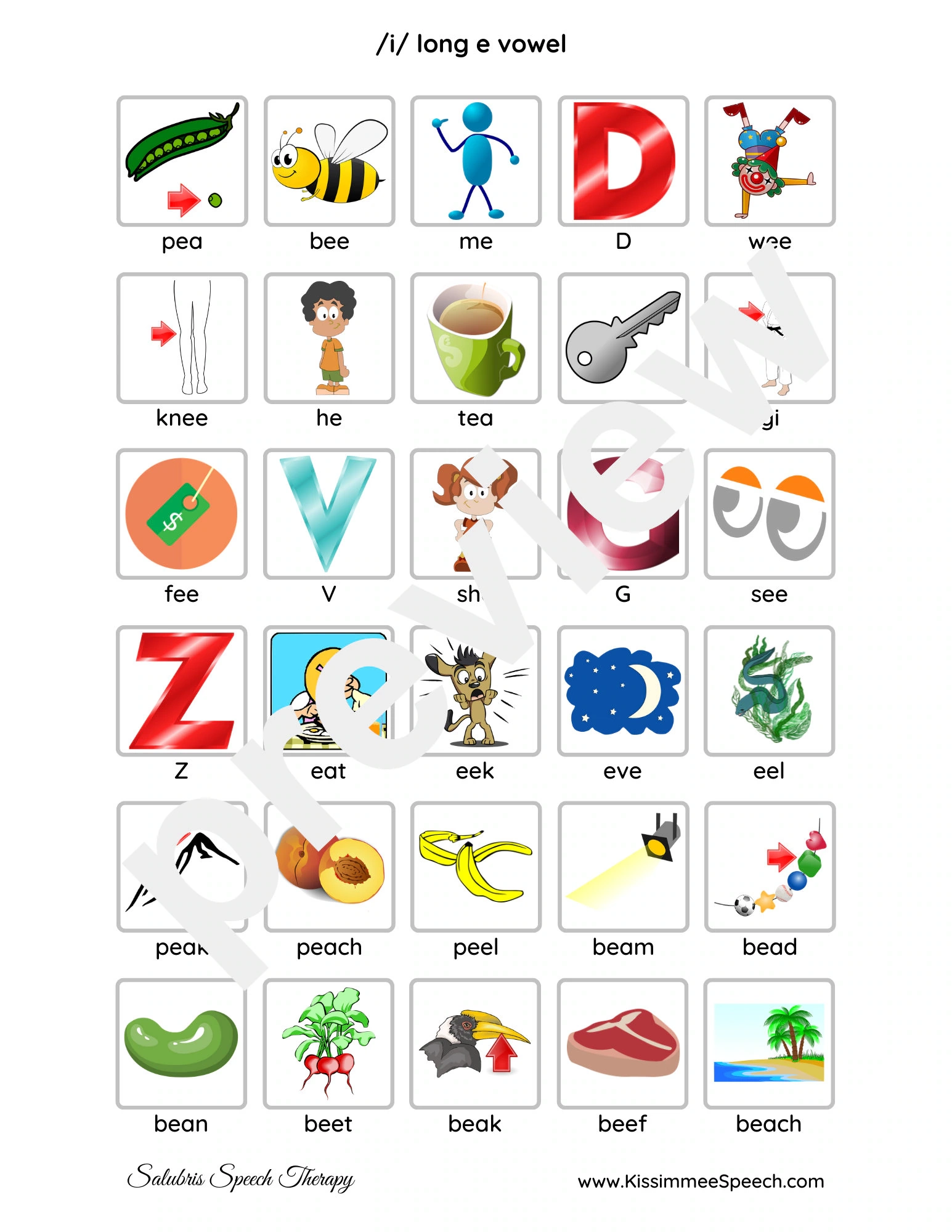 Long e Worksheets For Speech Therapy Practice 3 Pages Etsy UK