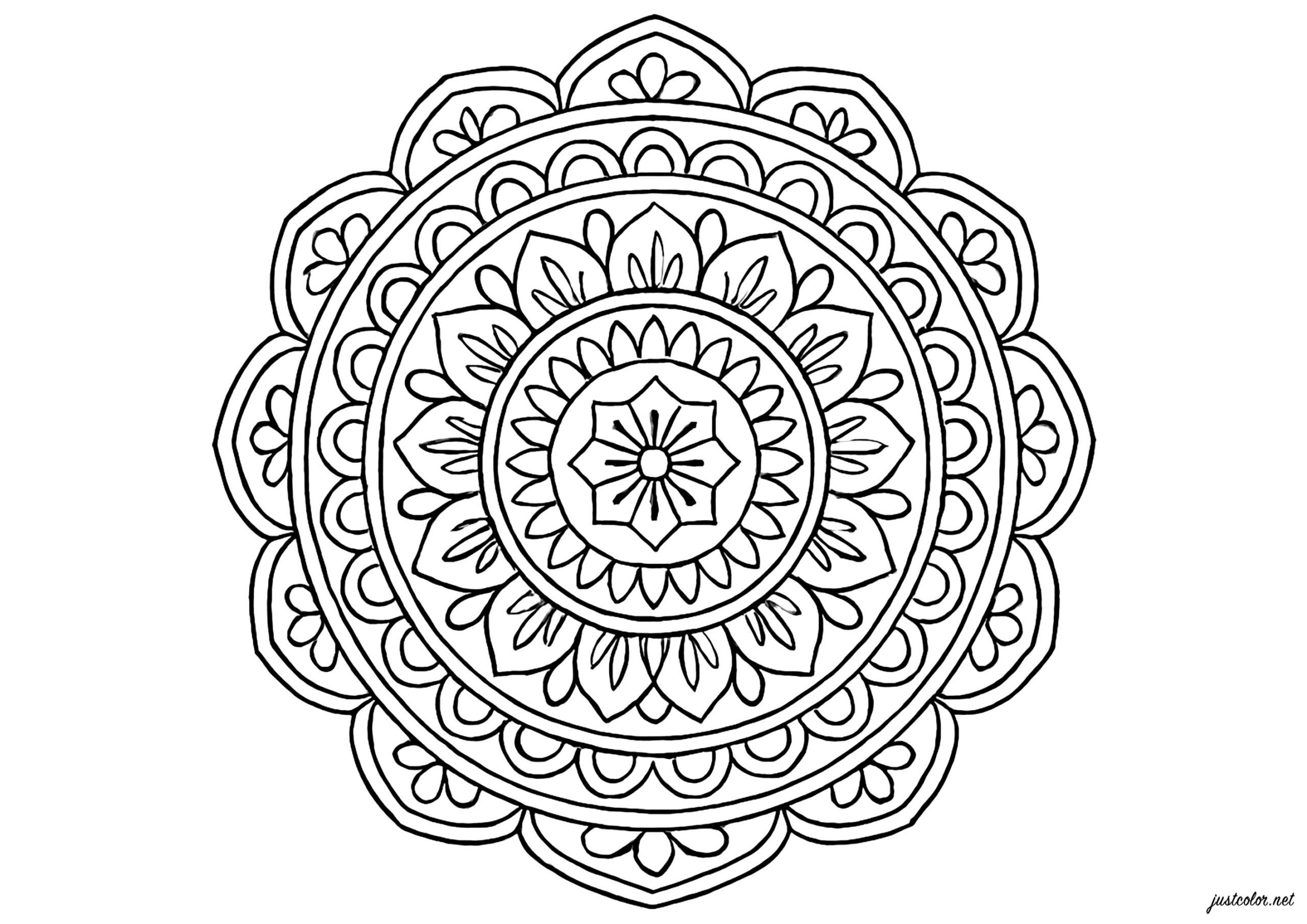 Mandala With Simple Geometric Shapes Mandalas Coloring Pages For 