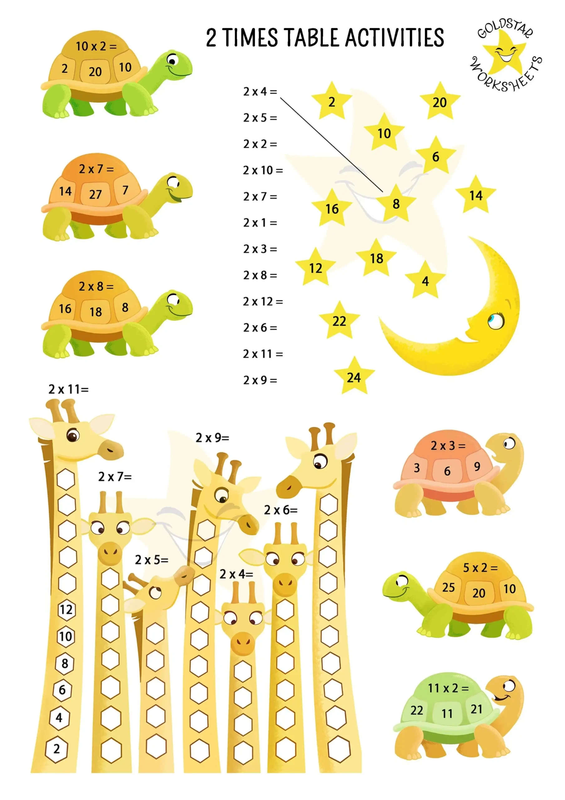 2 Times Table Free Printable Worksheets