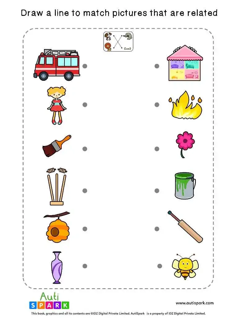 Match Related Pictures Matching Worksheets By AutiSpark