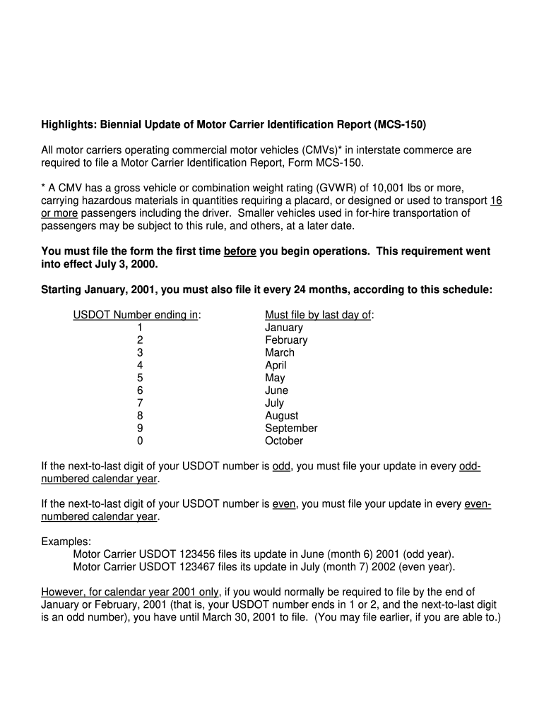 Biennial Mcs 150 Form Printable