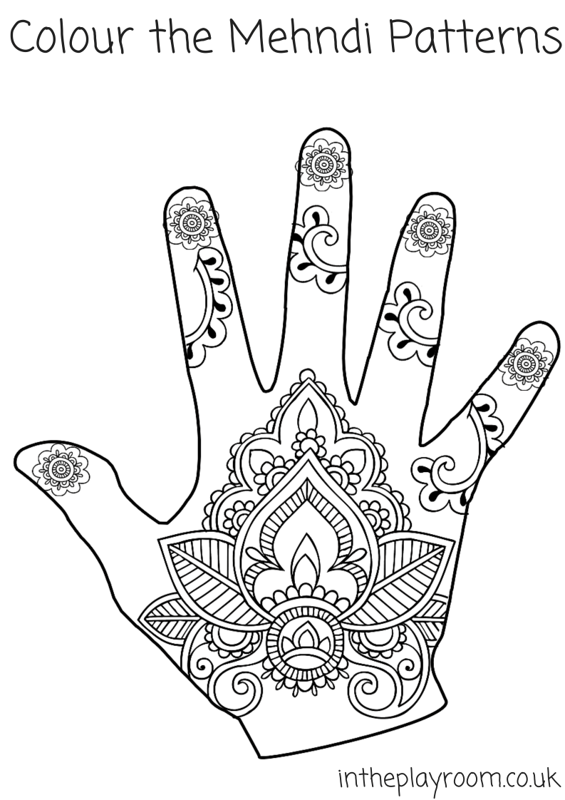 Mehndi Hand Coloring Pages And Templates Worksheets Library