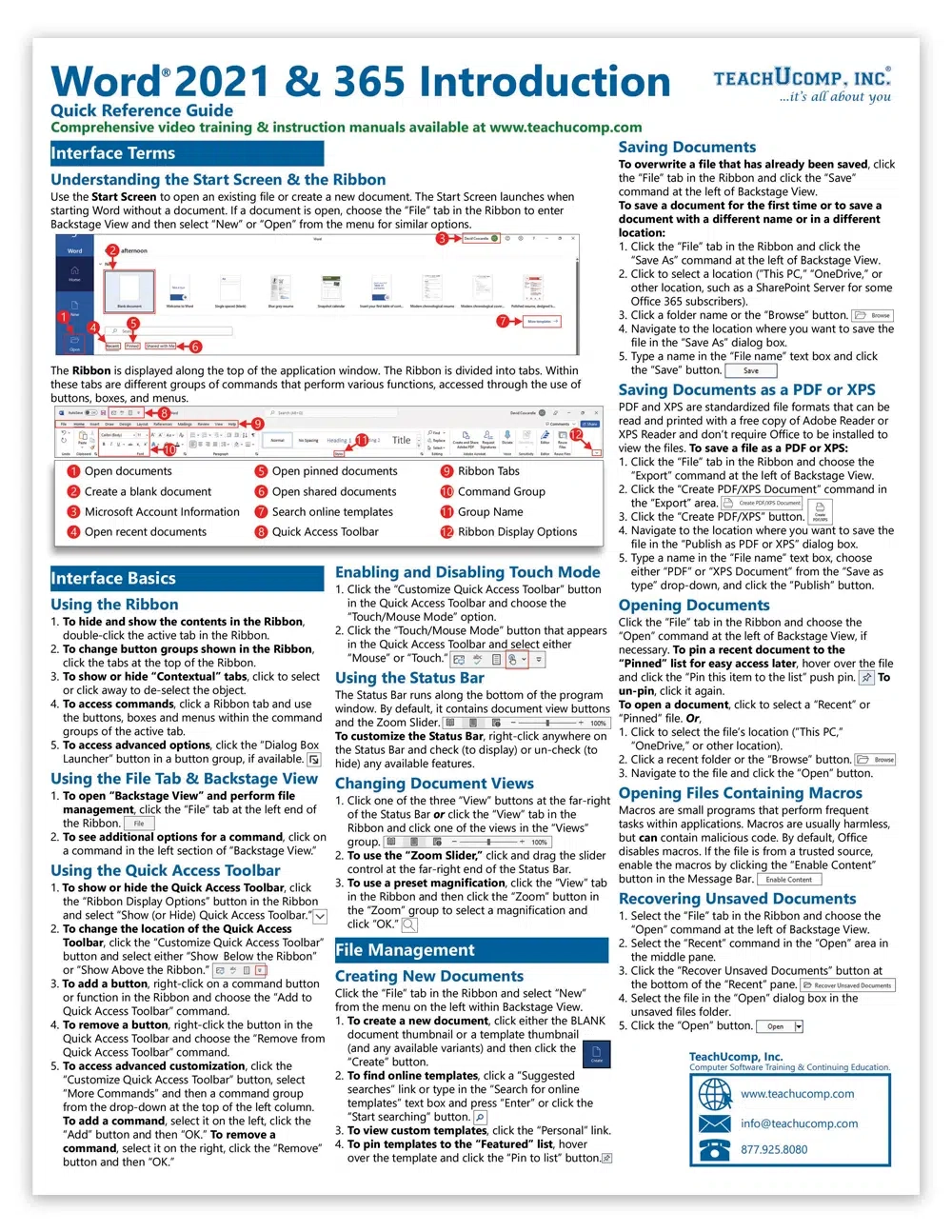 Microsoft Word 2021 And 365 Introductory Quick Reference Guide 