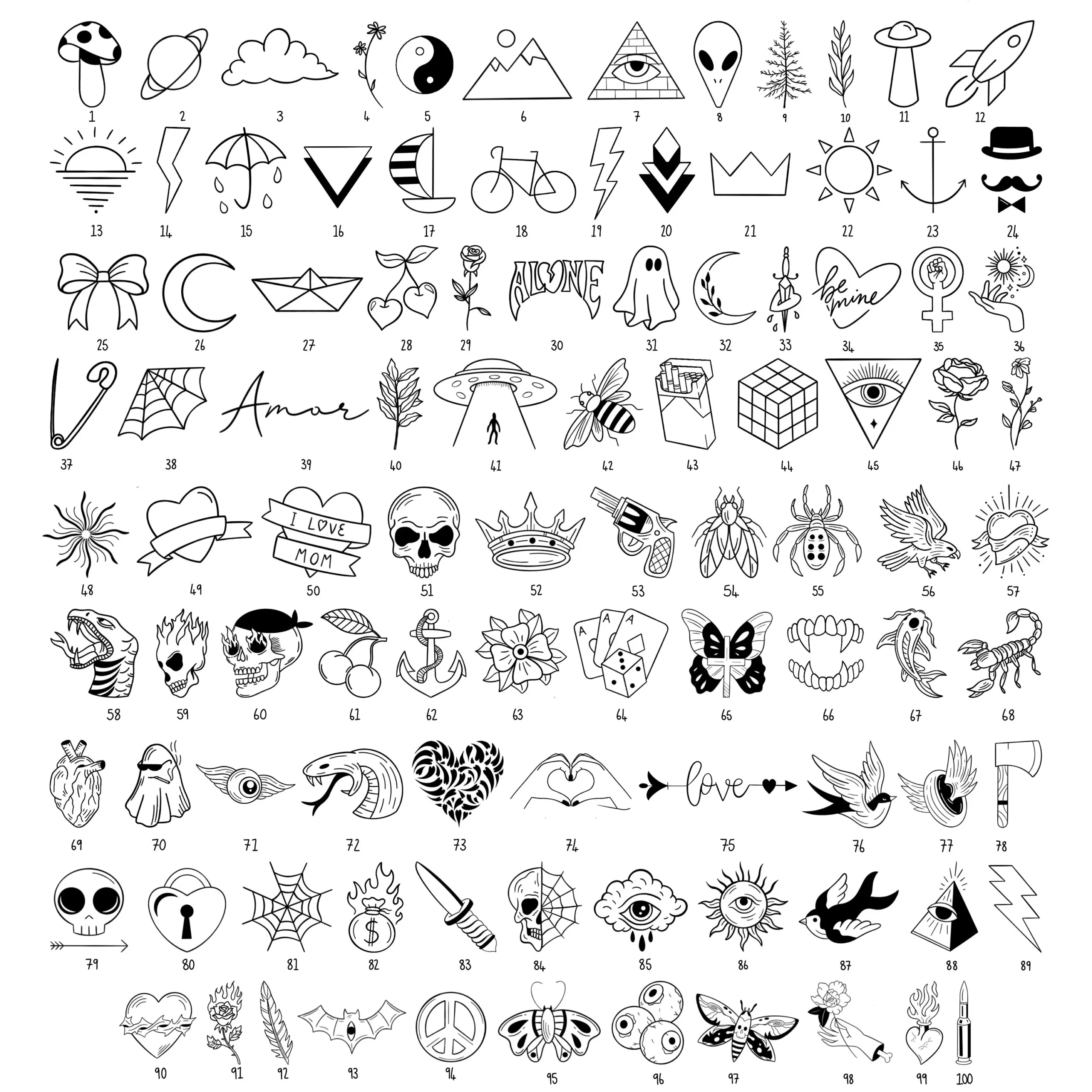 Minimalist Tattoo SVG And PNG Tattoos Svg Doodles SVG Cut 