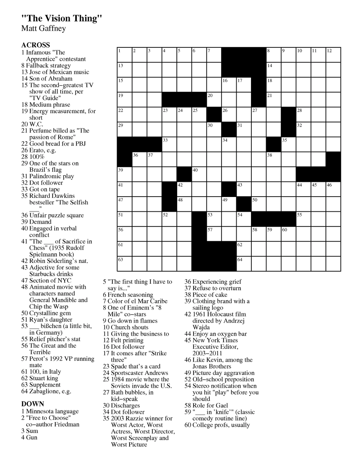 Mirroreyes Free Crossword Puzzles