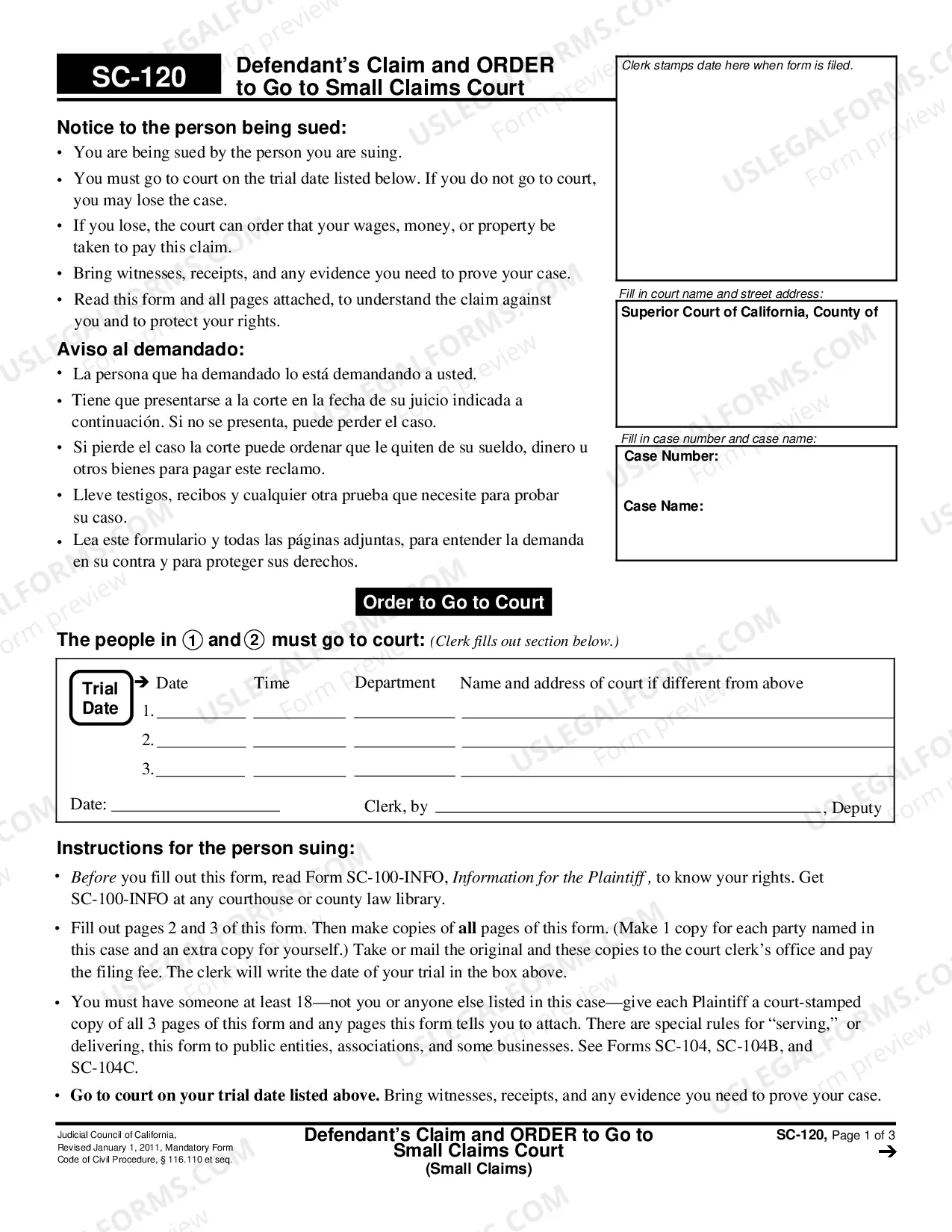 Form Sc 100a California
