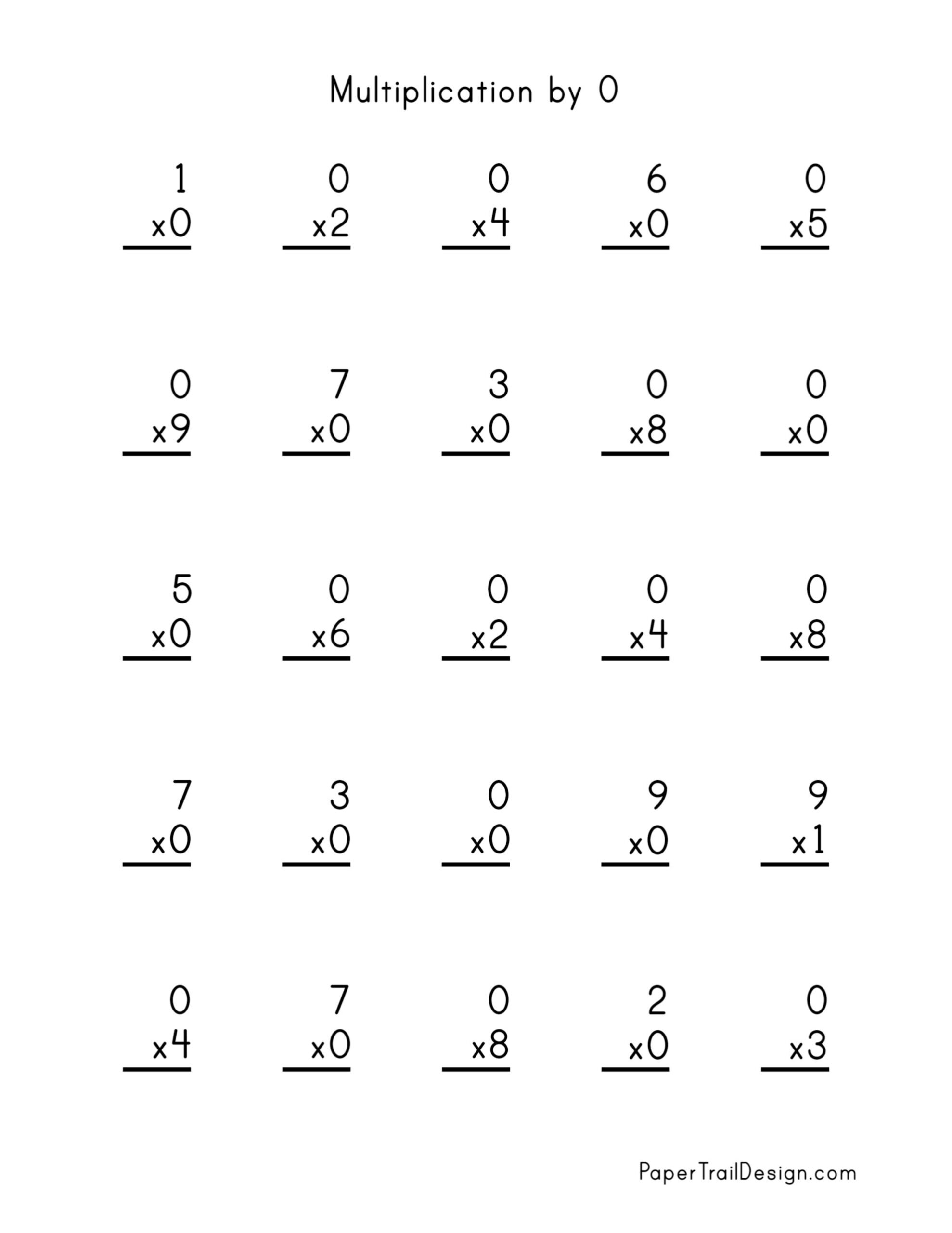 Multiplication Worksheet For 0 1 And 2