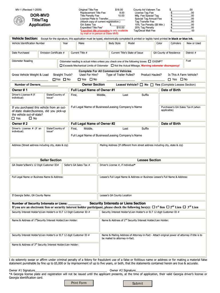 Mv1 Form Georgia Printable