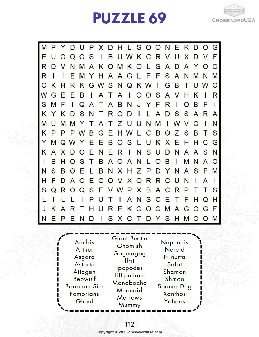 Mythology Crossword Puzzle Book 1900 Words Large Print Gods 