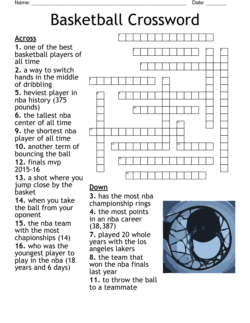 NBA Teams Crossword WordMint