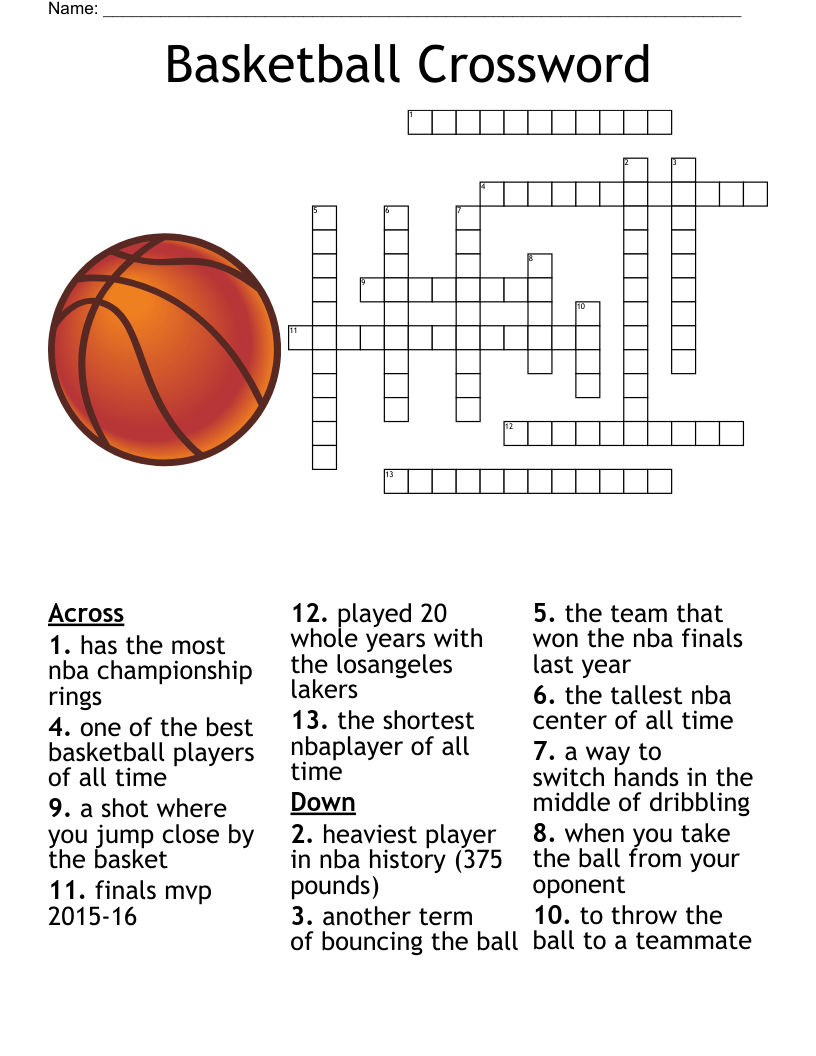 NBA Teams Crossword WordMint