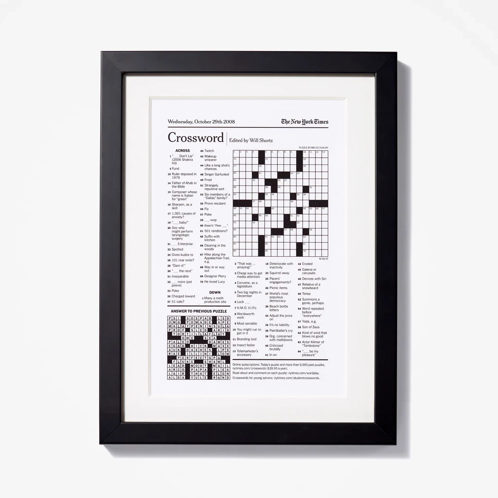 Sunday Paper Crossword Puzzle