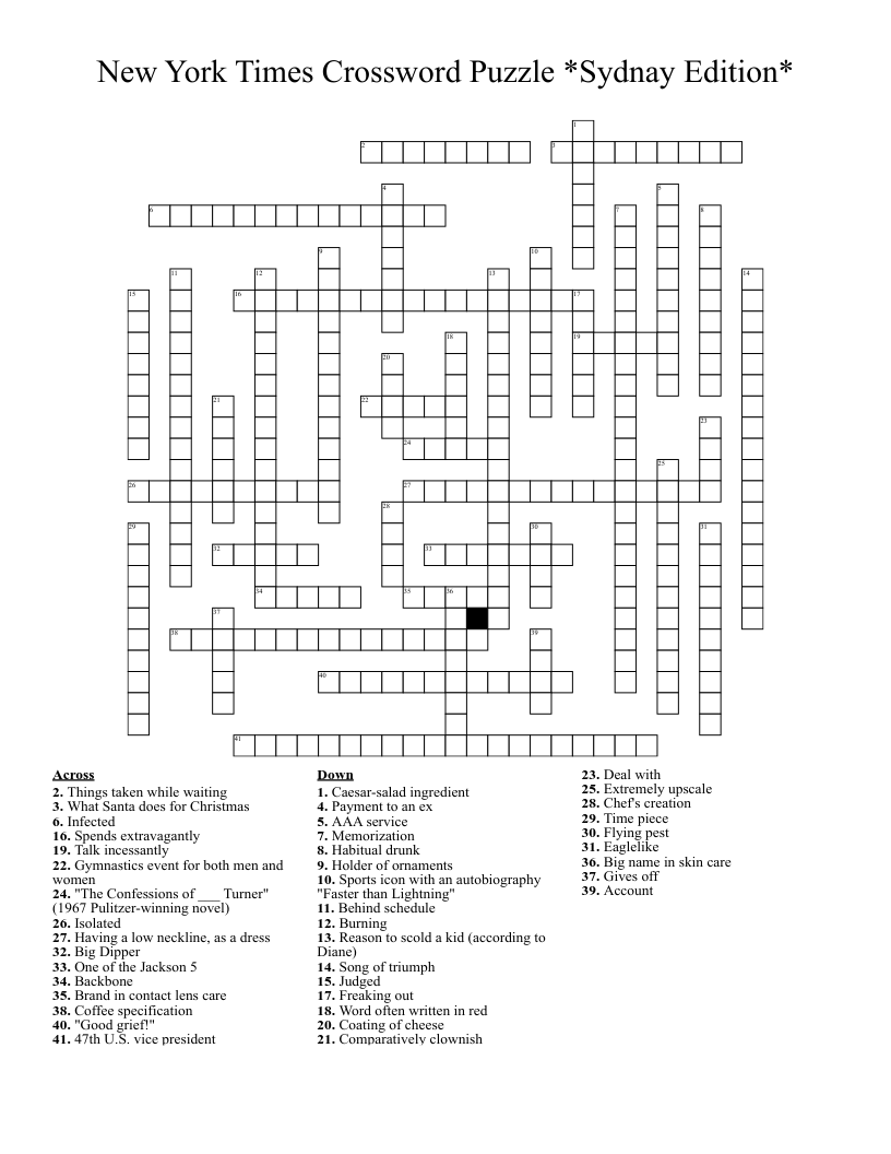 Printable Ny Times Crossword Puzzles