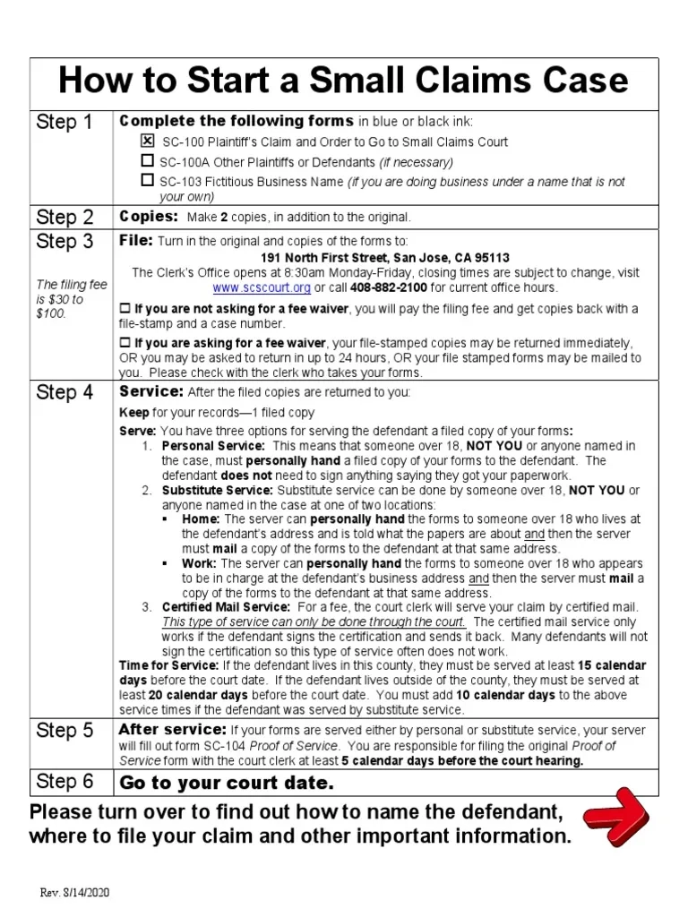 Next Steps Instructions And Service Forms Santa Clara PDF 