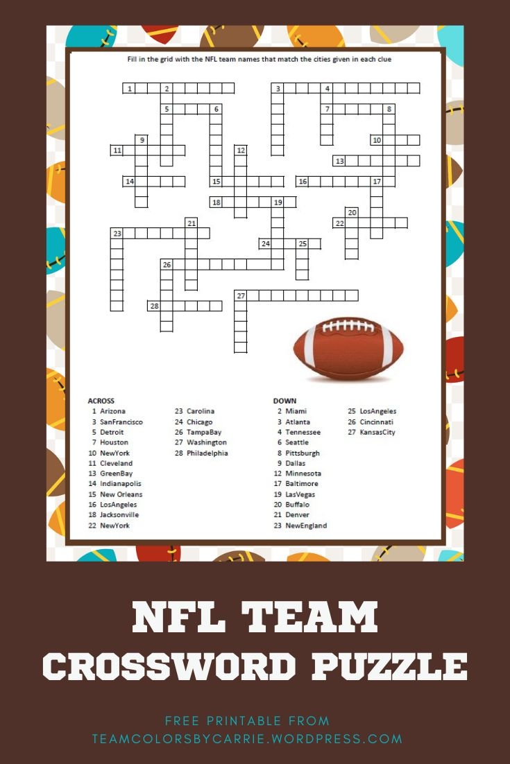 Crossword Puzzles Printable Nfl Teams