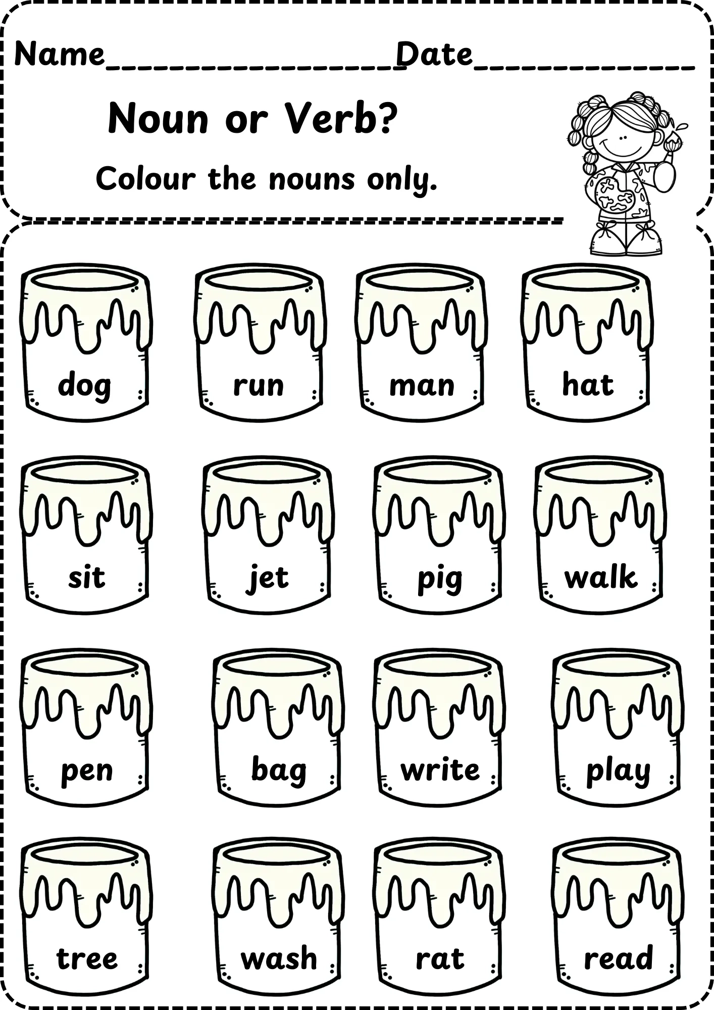 Noun Or Verb Grade 1 Worksheets Free Noun Worksheets Grade 1 