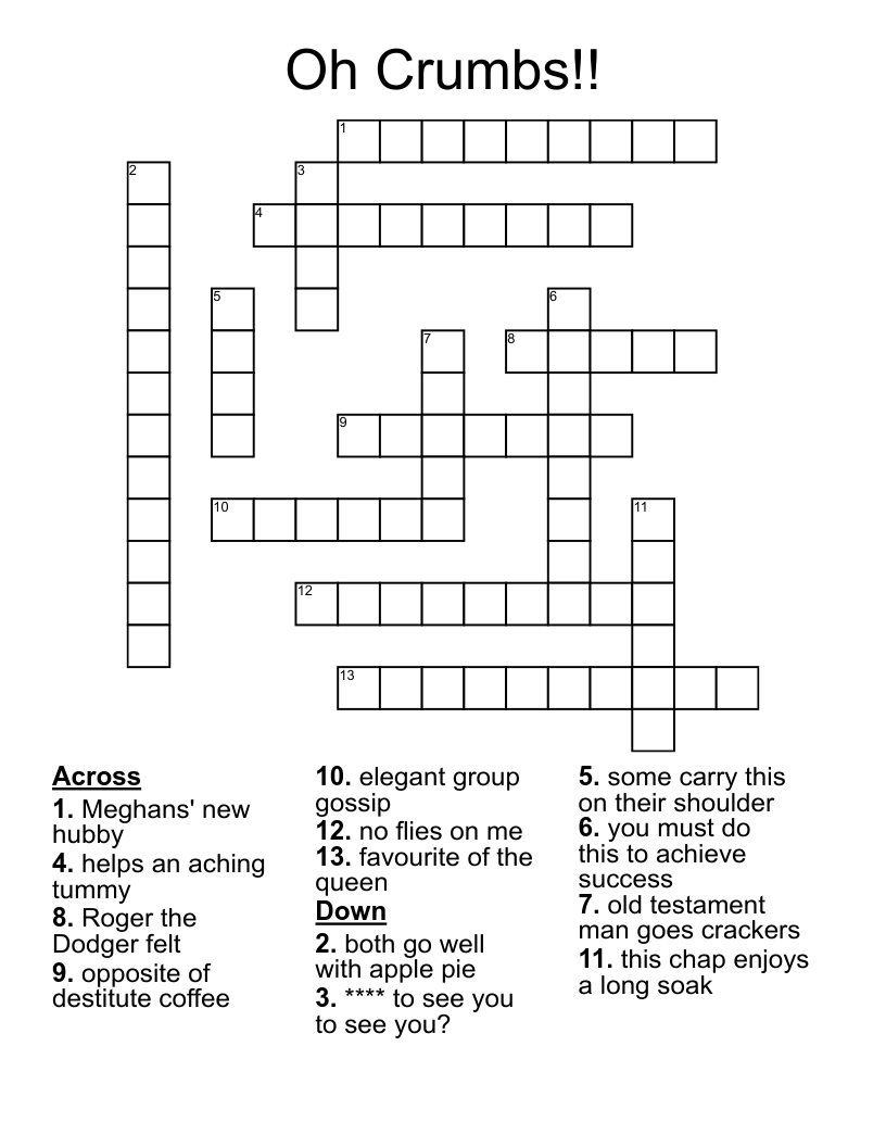 Oh Crumbs Crossword WordMint
