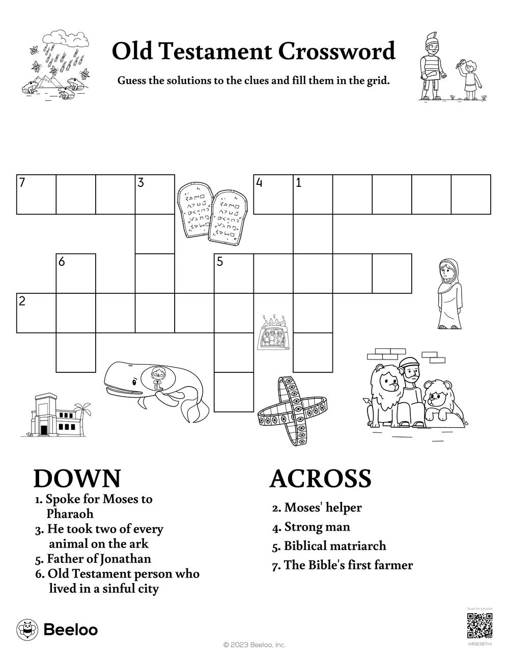 Old Testament Crossword Beeloo Printable Crafts And Activities 