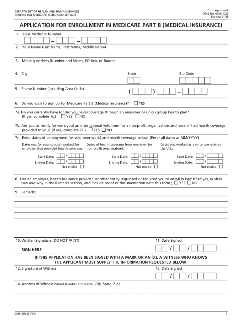 OMB 0938 1230 Application For Enrollment In Medicare Fill Out 