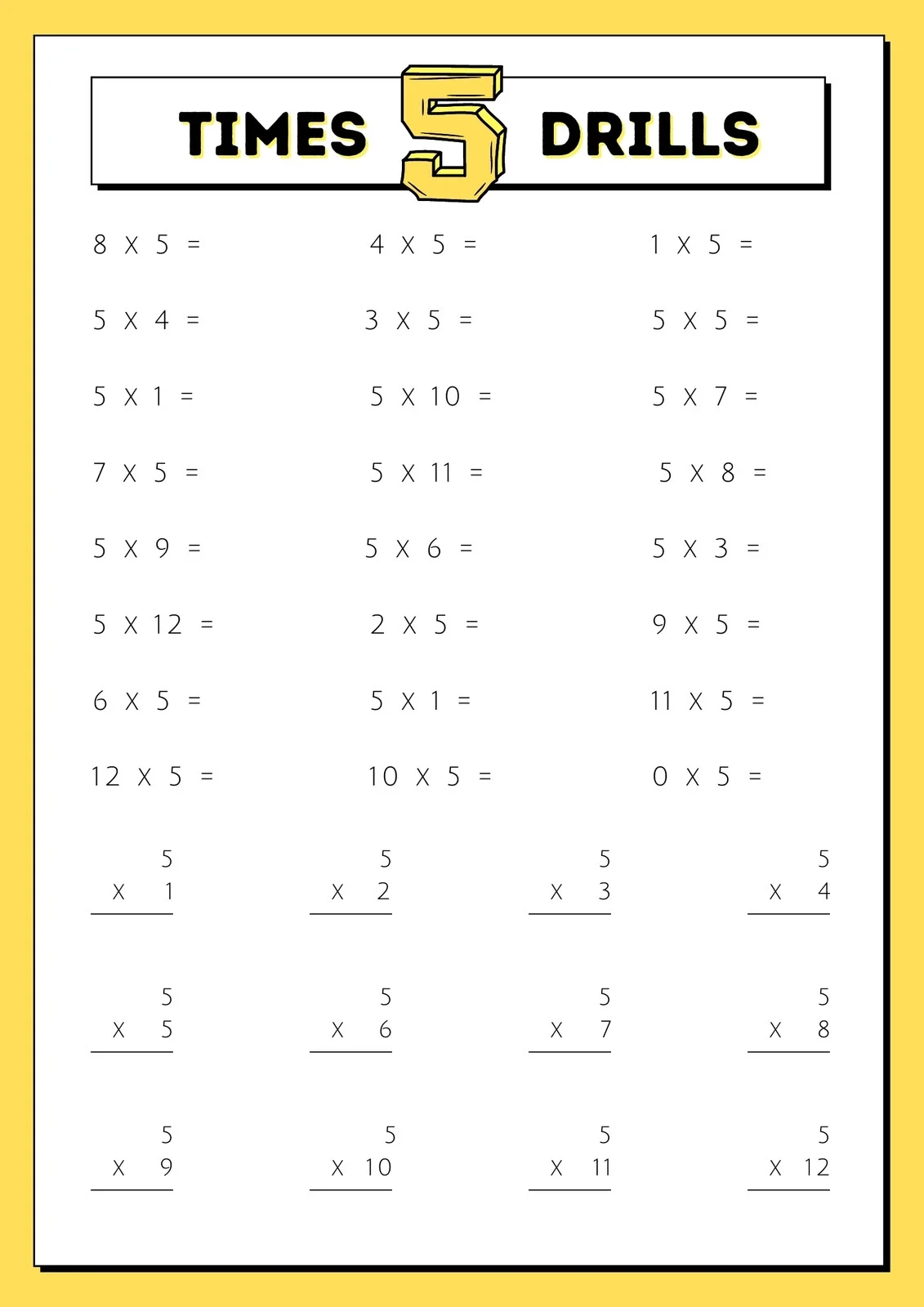 Free Printable Times Table Worksheet
