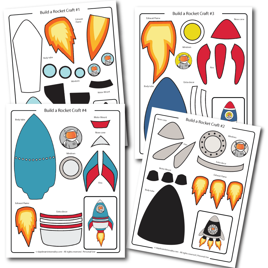 Paper Build A Rocket Craft For Kids FREE PDF Template 