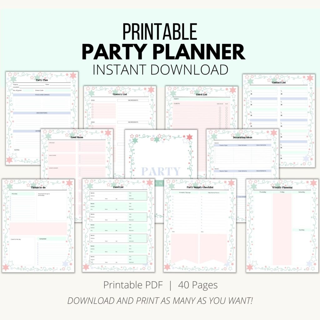 Free Printable Party Planner Template