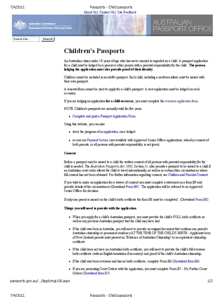 Passports Child Passports PDF Passport Birth Certificate