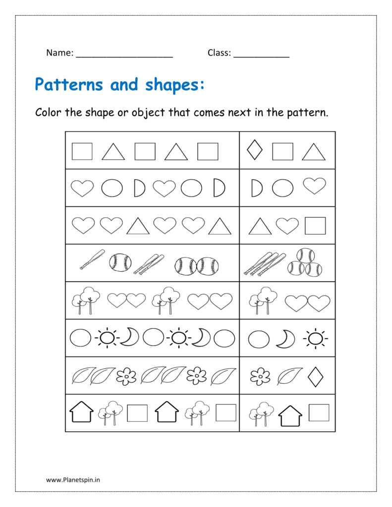 Free Printable Shape Pattern Worksheets