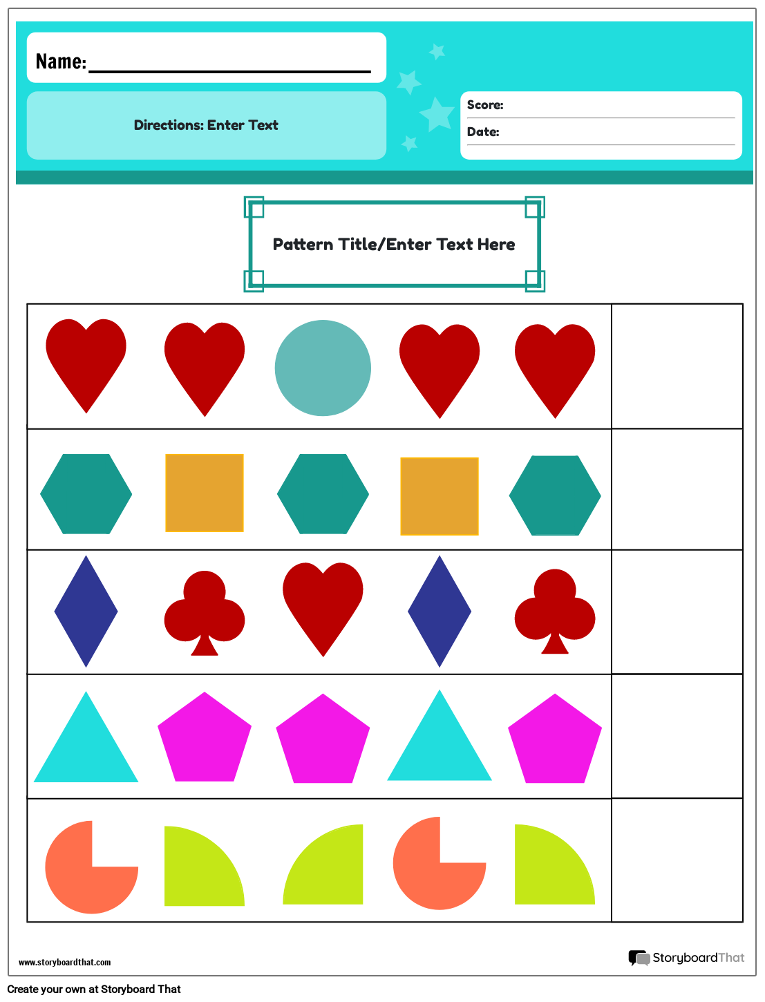 Pattern Worksheets Free Printables By Storyboard That
