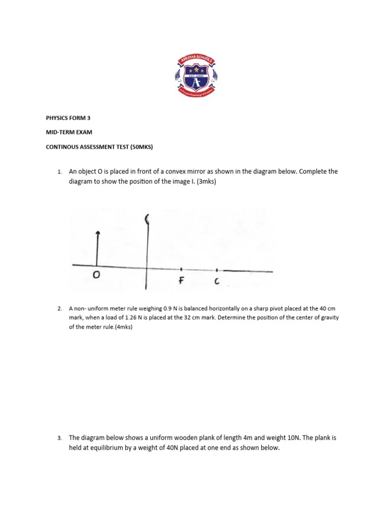 Physics Form 3 Mid Term Exam PDF Refraction Refractive Index