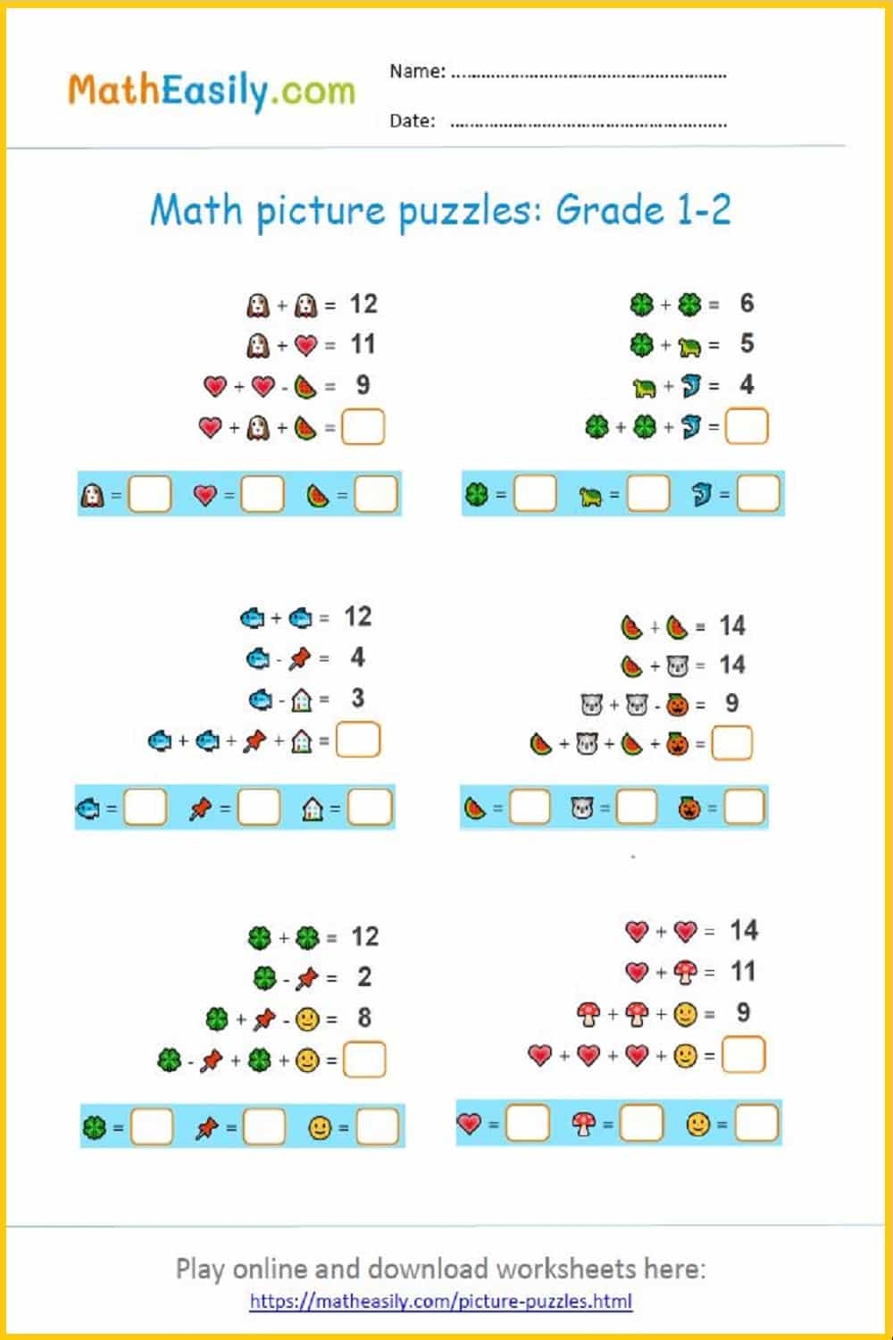 Printable Math Puzzles With Answers