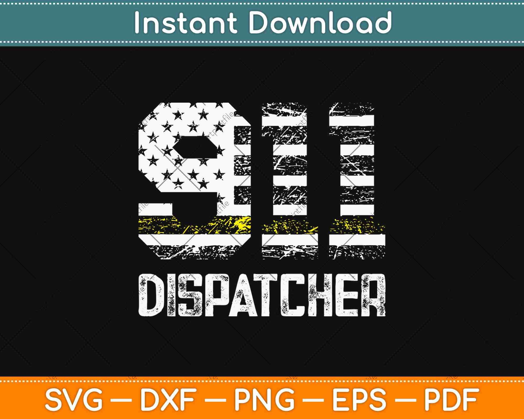 Police 911 Dispatcher Gifts Thin Yellow Line Svg Png Dxf Cutting File