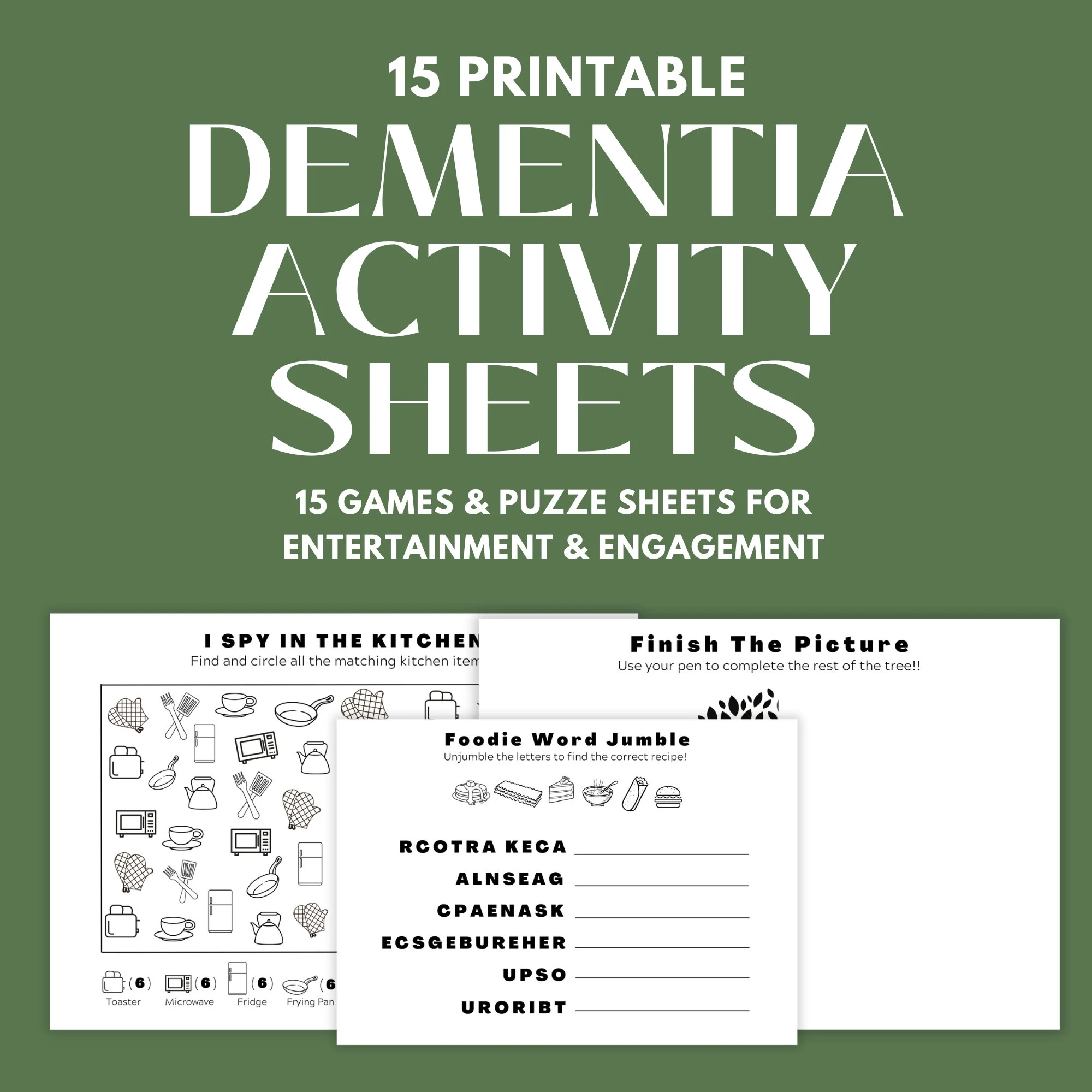 Printable Activity Sheets Alzheimer s amp Dementia Care Senior 