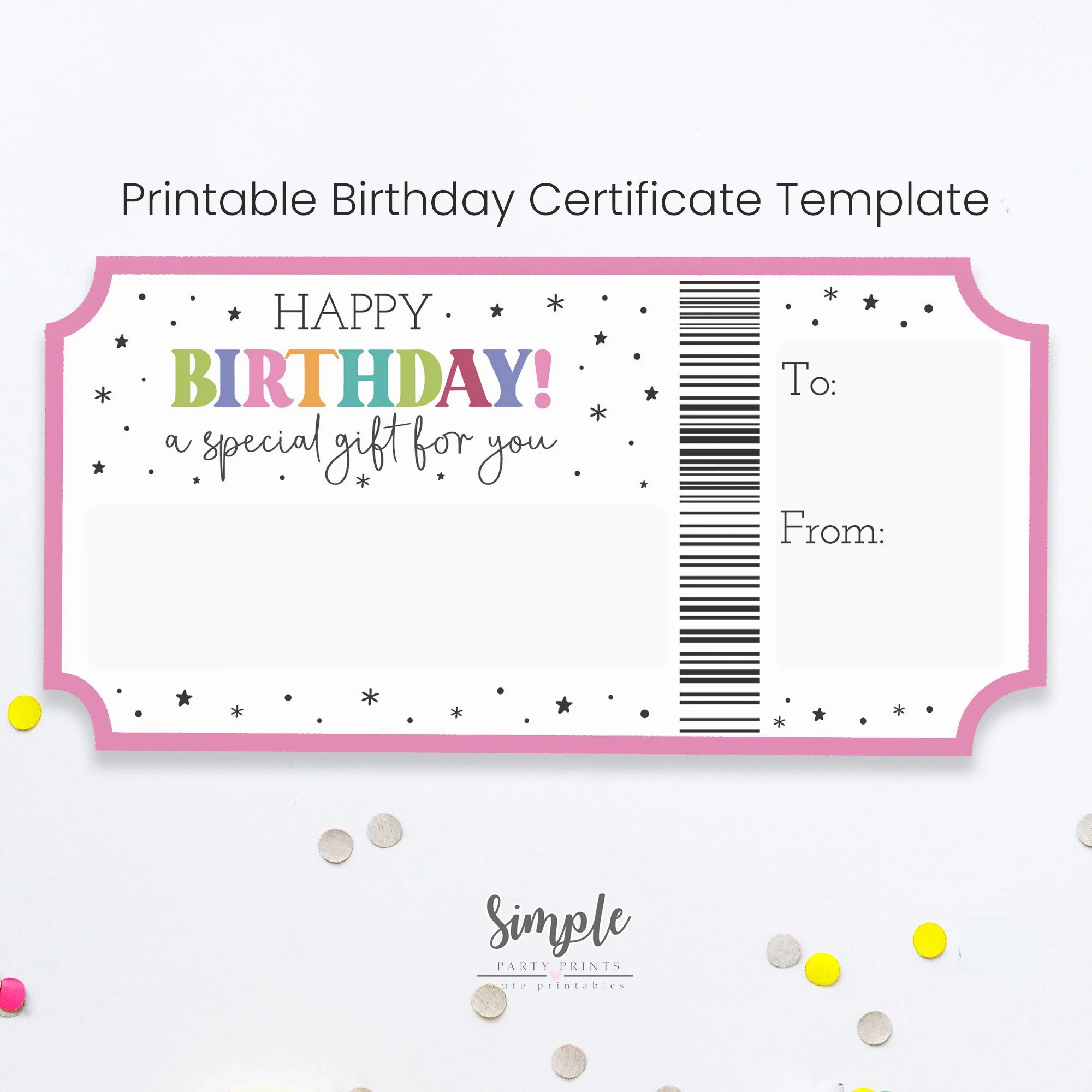 Printable Birthday Certificate Template Delayed Birthday Gifts 