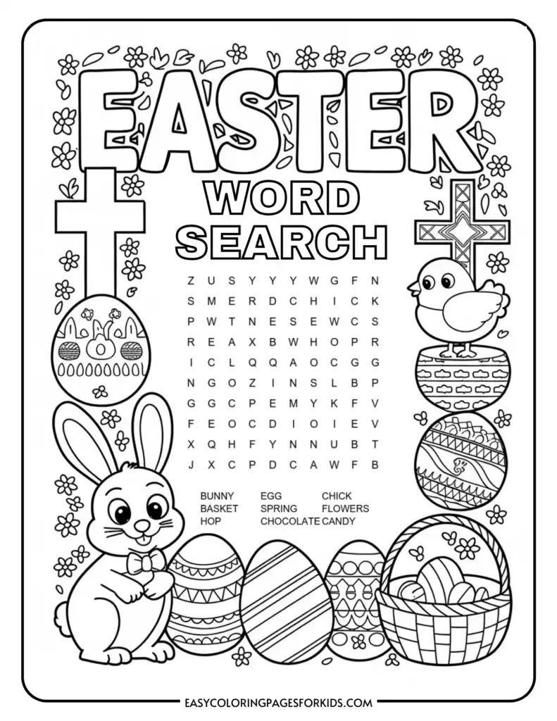 Printable Easter Word Search 2 Free PDF Pages Easy Coloring 