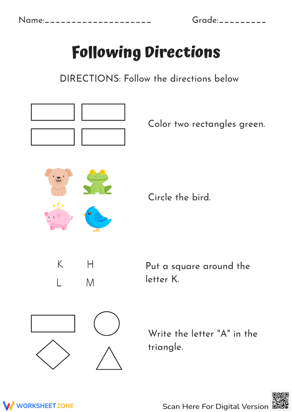 Free Printable Following Directions Worksheets For Third Grade