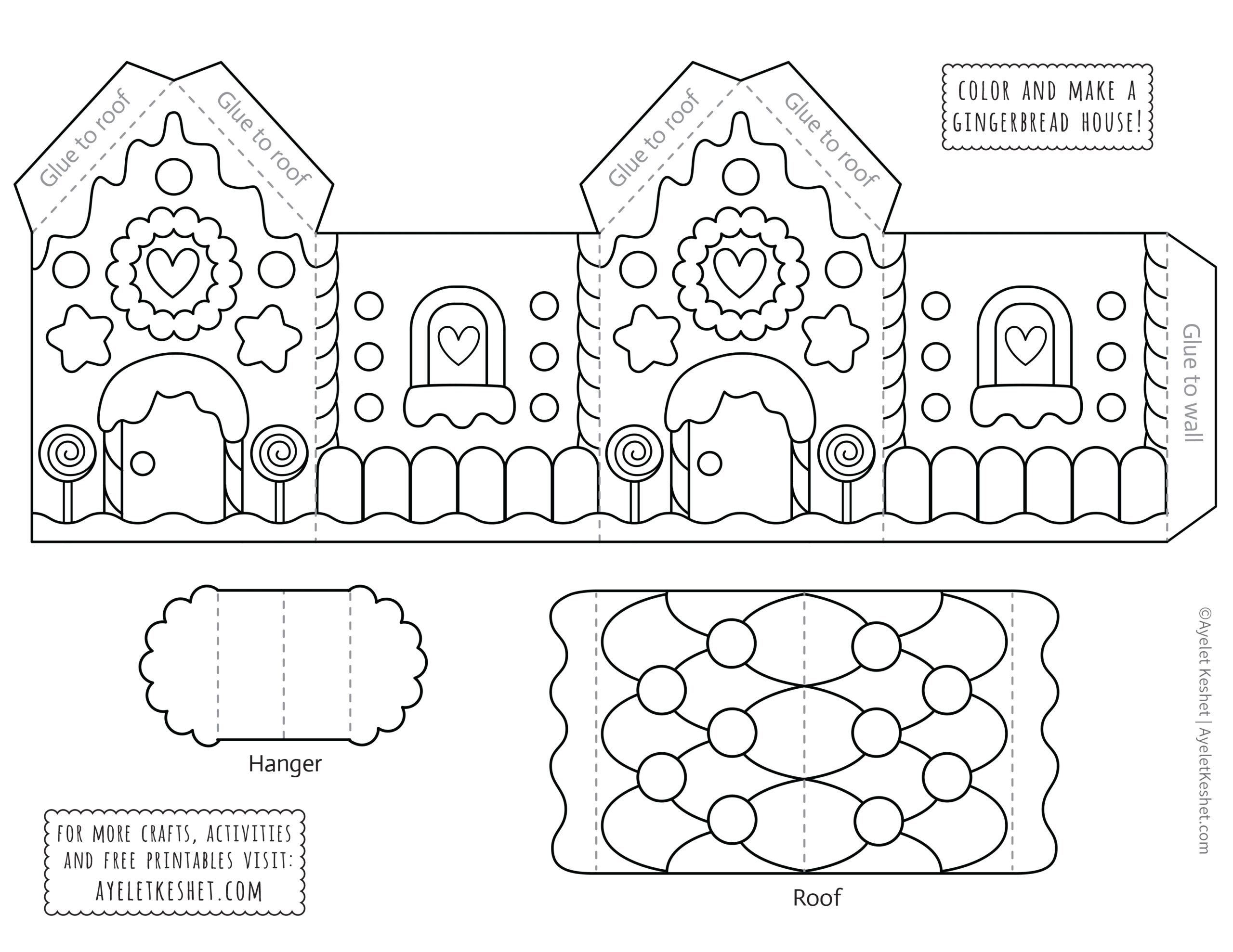 Printable Full Size Gingerbread House Template