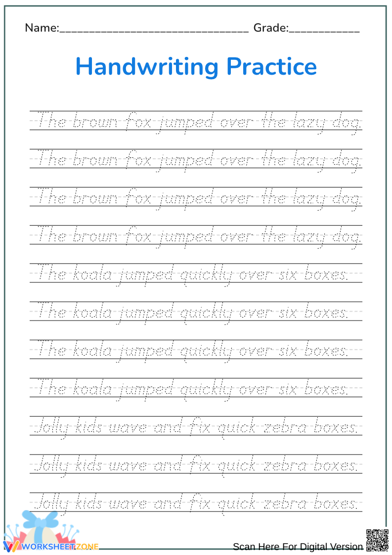 Printable Grade 2 Handwriting Worksheets