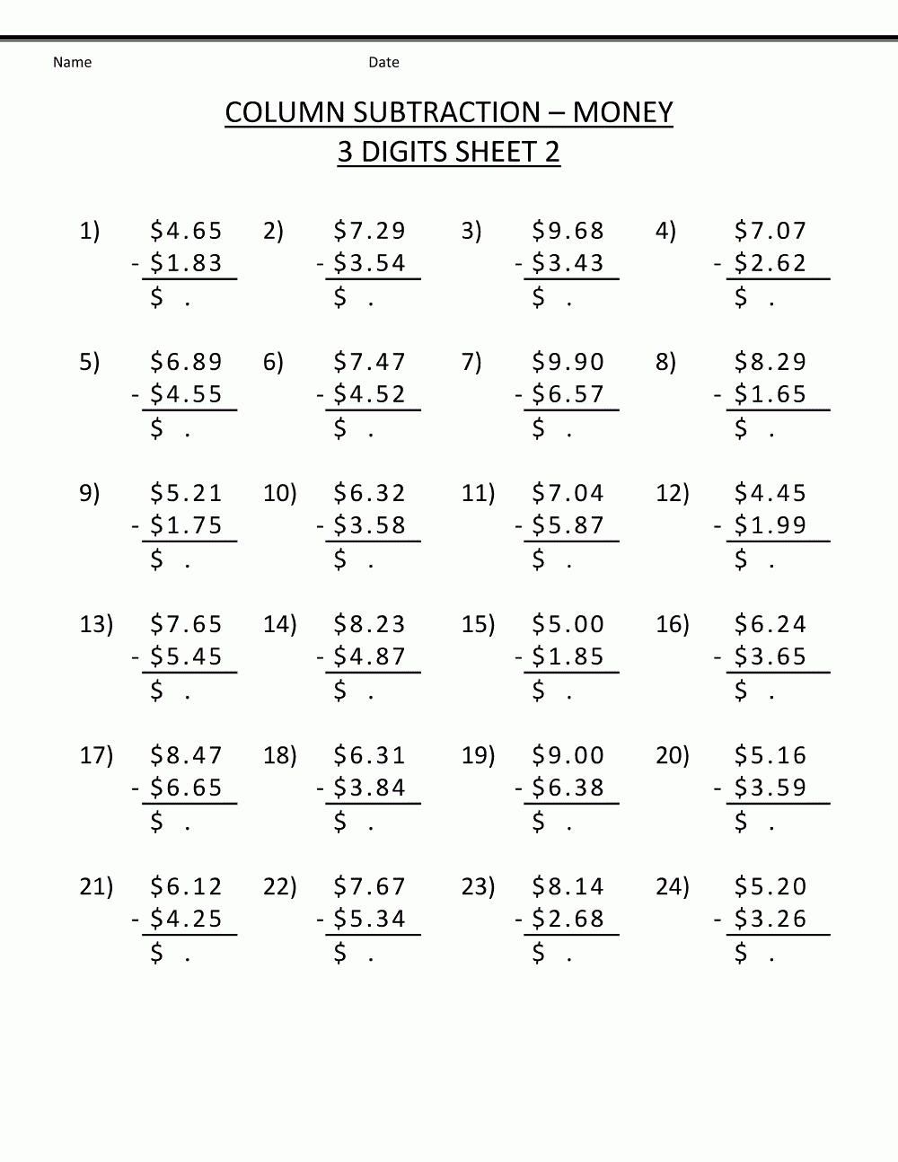 Printable 4th Grade Math Worksheets