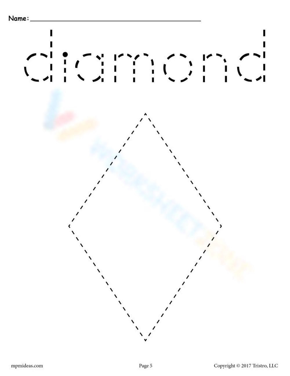 printable kindergarten diamond worksheets download