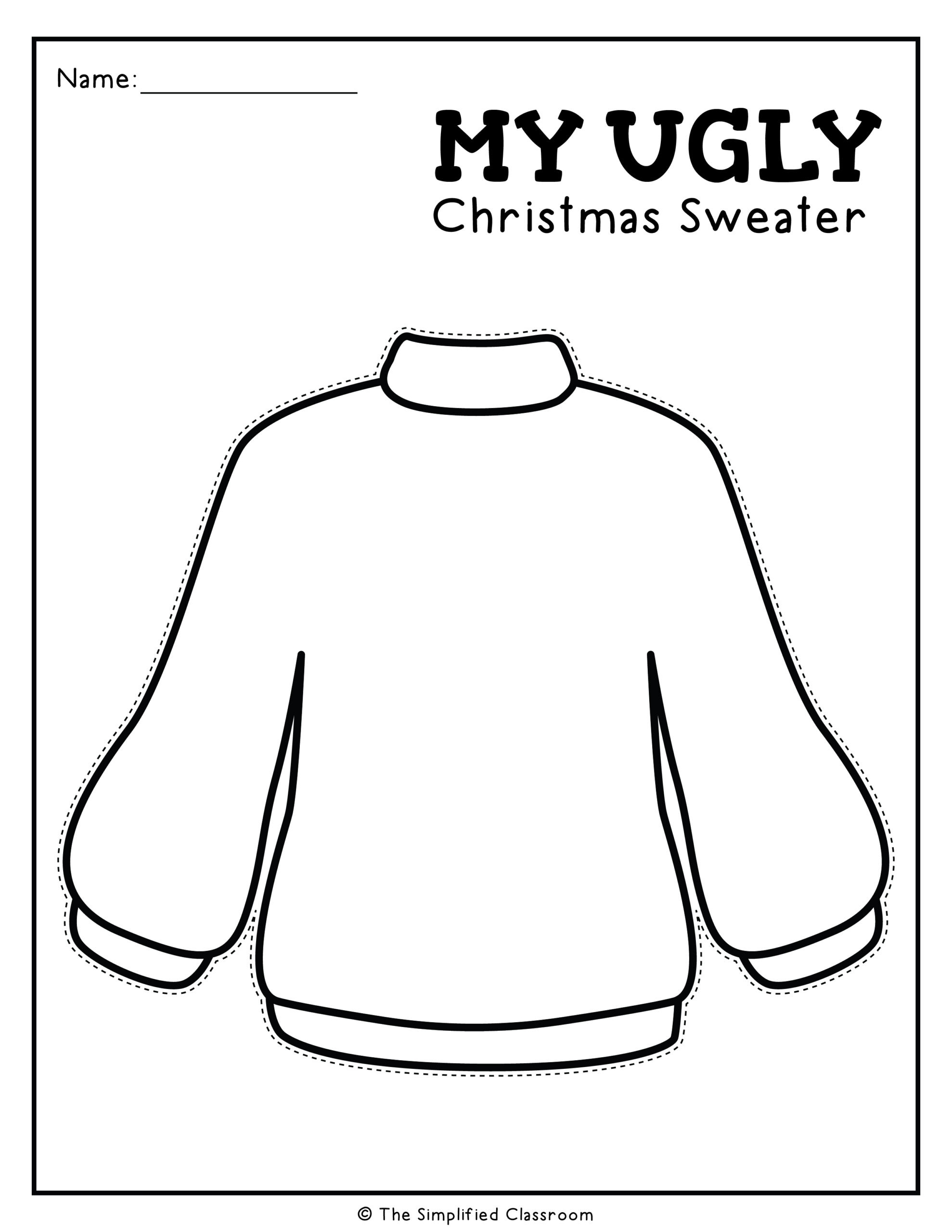 Printable Line Art Sweater Sweater Template Printable Ugly 