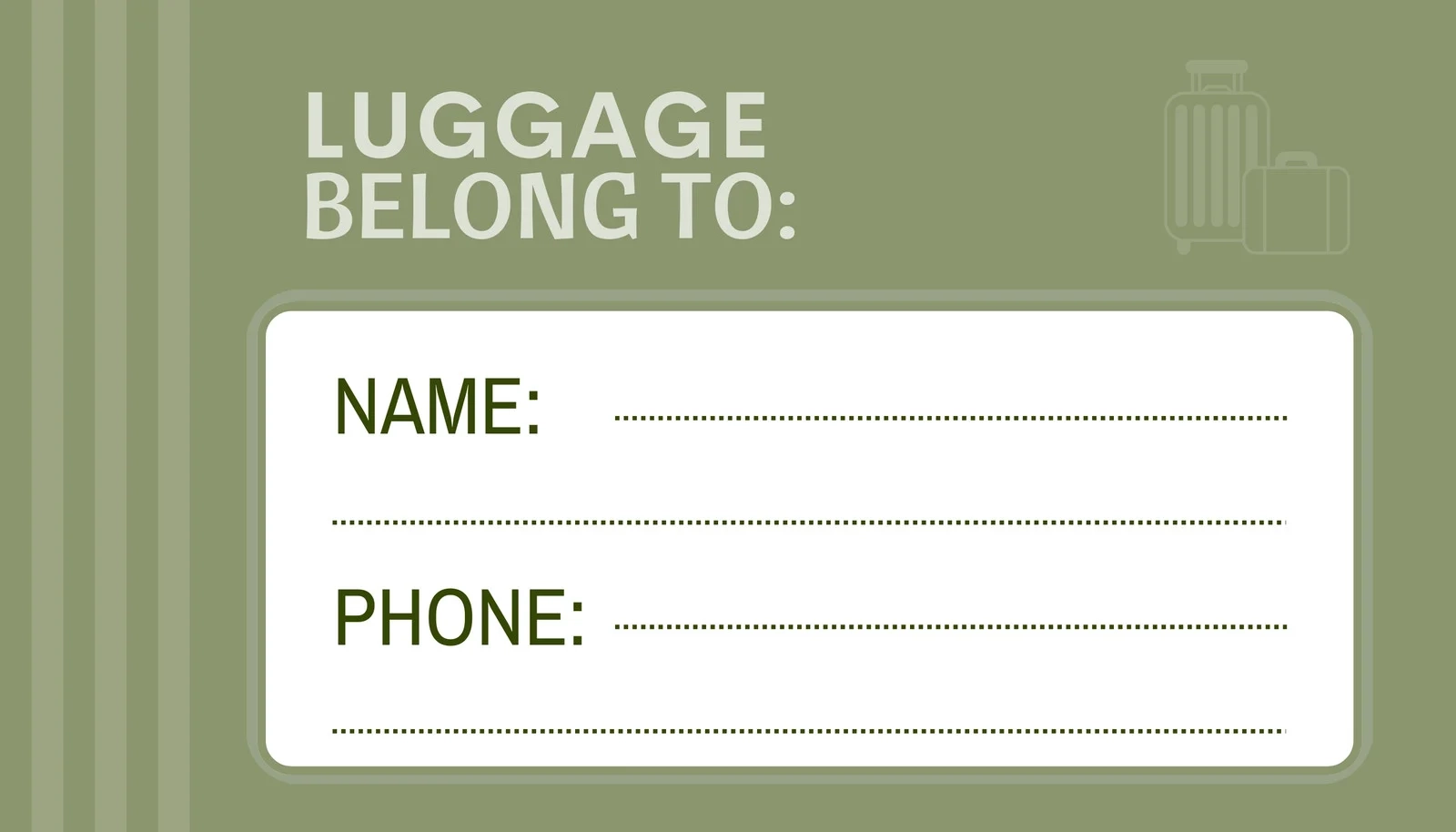 Luggage Tag Template Printable