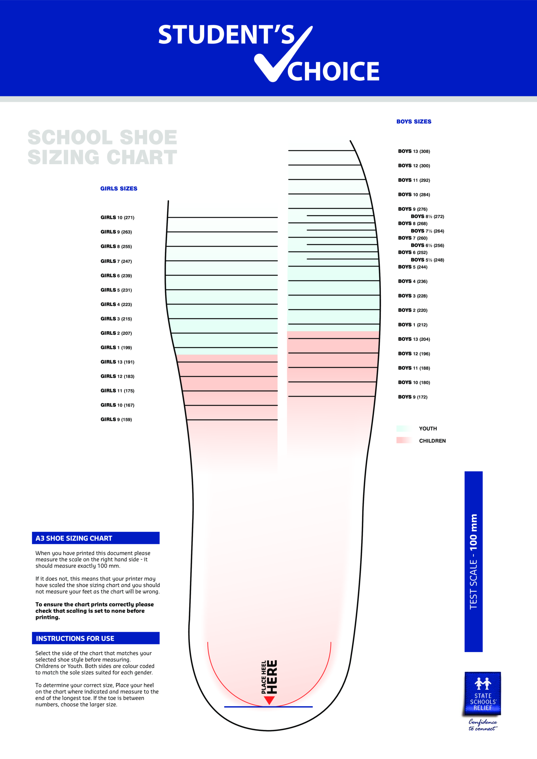 Printable Shoe Size Chart Pdf Ruler In Foot Shoe Size Foot 