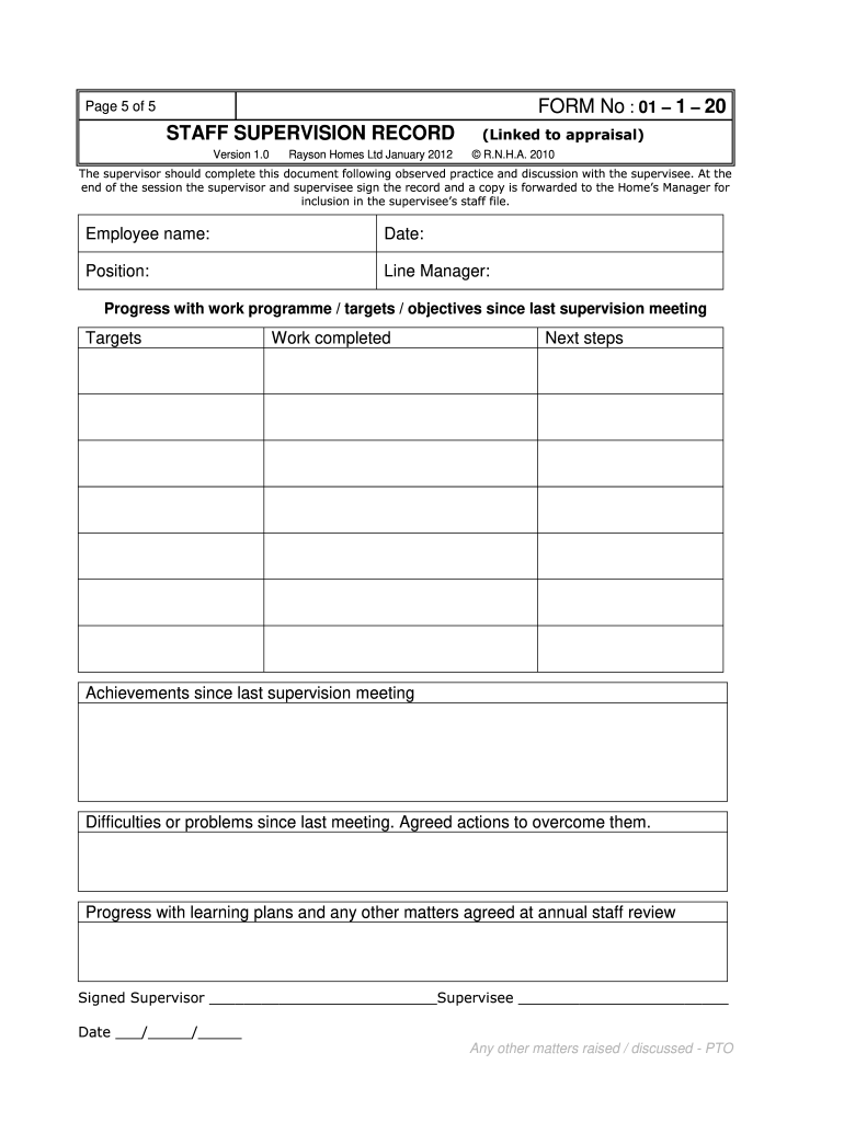 Printable Supervision Template Fill Online Printable Fillable 