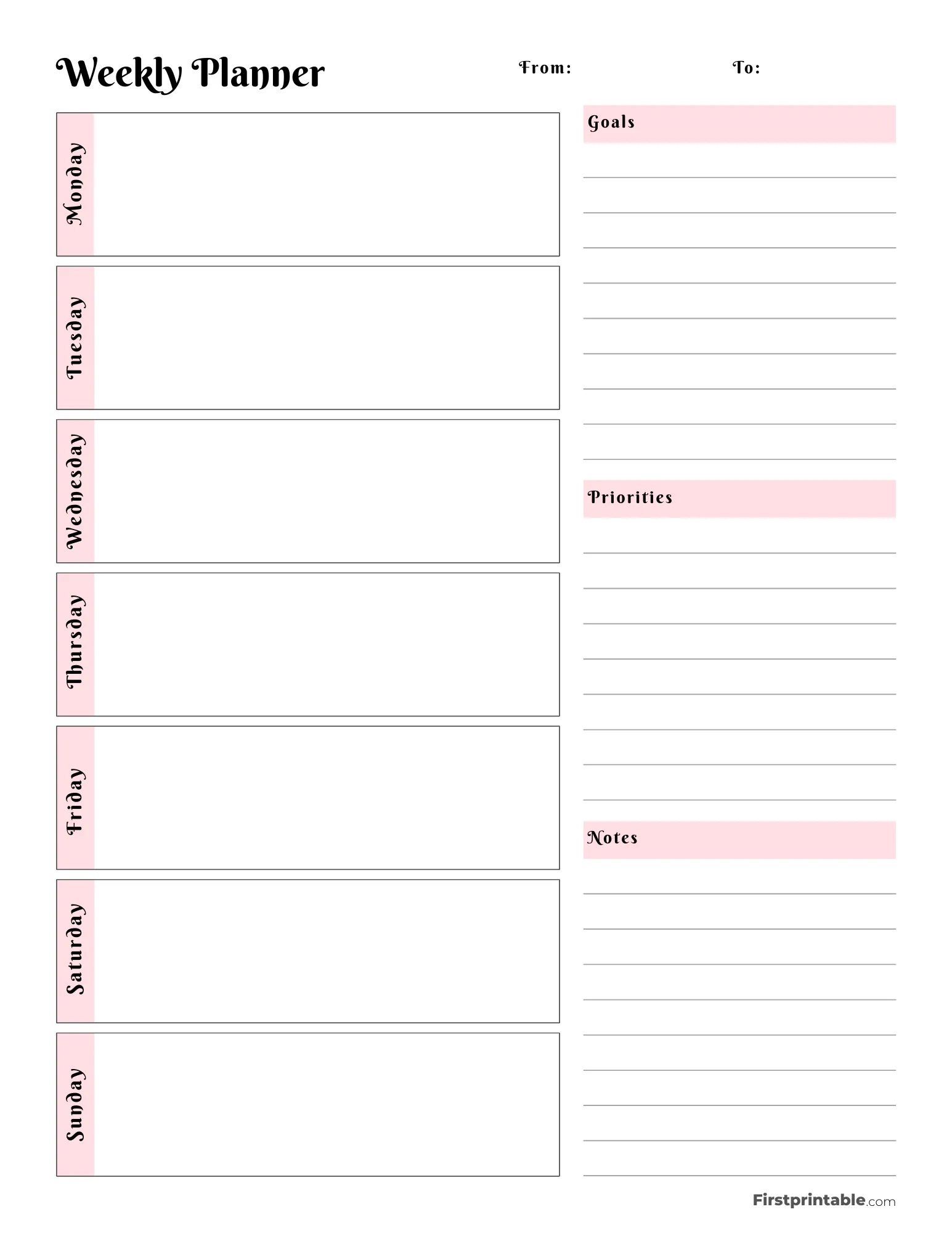 Free Printable Weekly Planner Template