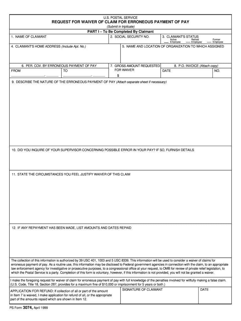 Ps Form 3074 Fill Out amp Sign Online DocHub